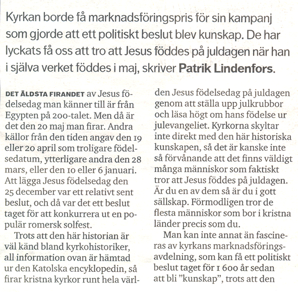 det är inte jesu födelse vi firar